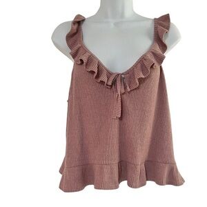 Kirious Stretchy Sleeveless Ruffle Blush Pink Top